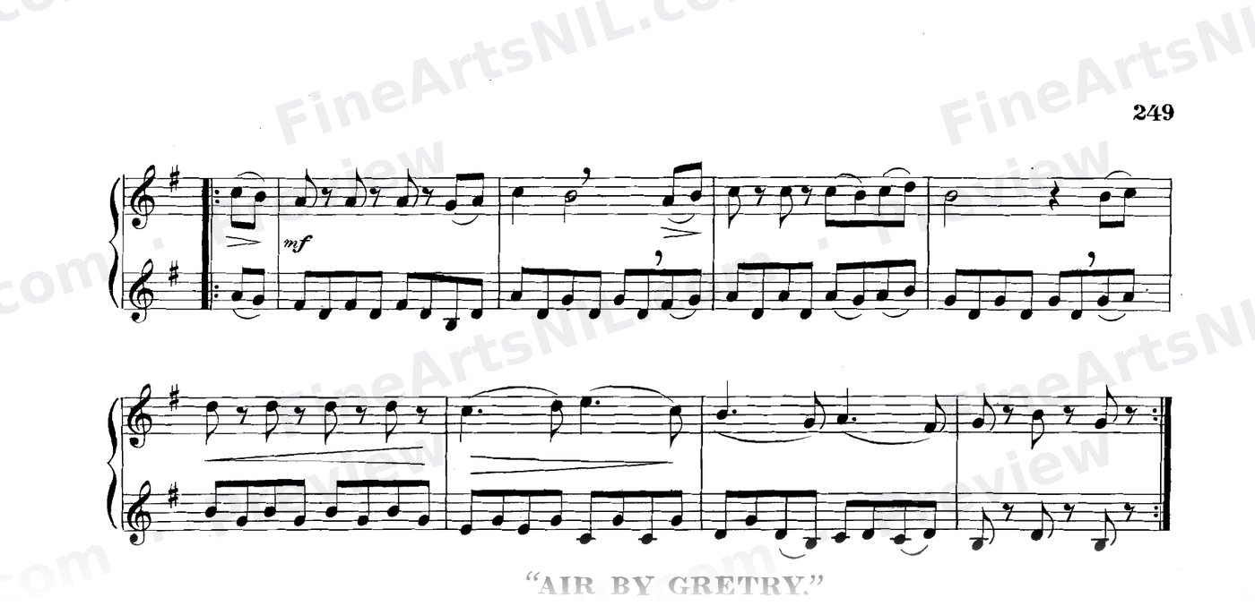 Sixty-eight Duets for Two Cornets / No. 10 / Air by Gretry.