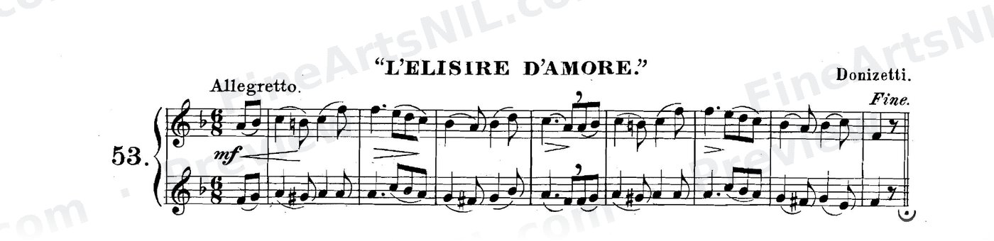 Sixty-eight Duets for Two Cornets / No. 53 / L'Elisire D'Amore.