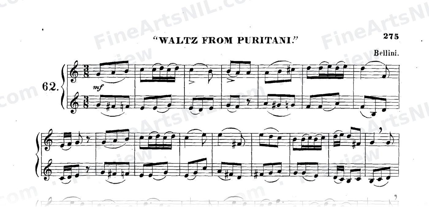 Sixty-eight Duets for Two Cornets / No. 62 / Waltz from Puritani.
