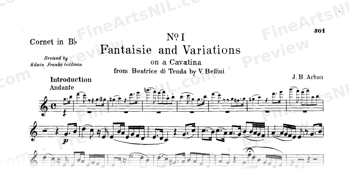 14 Celebrated Fantaisies and Airs Variés / No. 1 / Fantaisie and Variations on a Cavatina from Beatrice di Tenda by Bellini